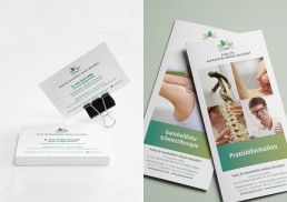 Broschüren und Visitenkarten der Praxis für Ganzheitliche Medizin in Düsseldorf